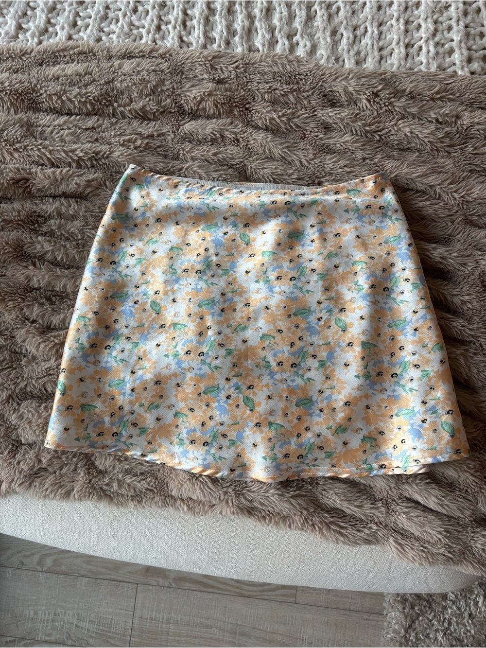 Princess Polly Pastel Yellow and Blue Floral A-Line Mini Skirt